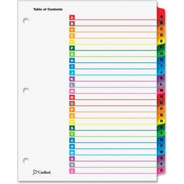 Cardinal Brands Cardinal OneStep Printable T.O.C. Divider, Printed A to Z, 9"x11", 26 Tabs, White/Multicolor 60218